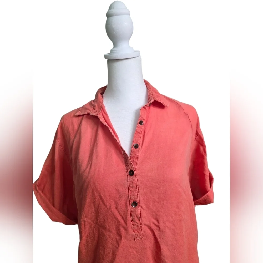 BDG Urban Outfitters Oversized Coral Popover Shirt Size Small